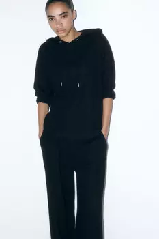 Толстовка домашняя в рубчик с капюшоном