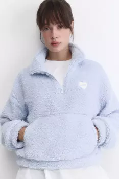 Толстовка флисовая укороченная с сердечком на груди