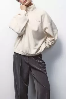 Толстовка half zip флисовая с надписью