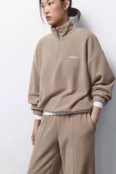 Толстовка half zip флисовая с надписью