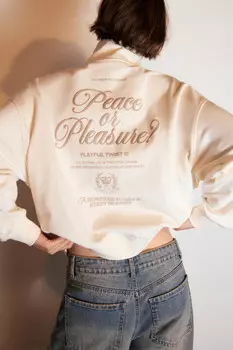 Толстовка half zip из футера с принтом