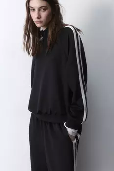 Толстовка half zip спортивная с лампасами