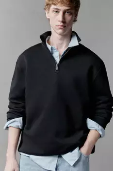 Толстовка half zip утепленная с воротником-стойкой