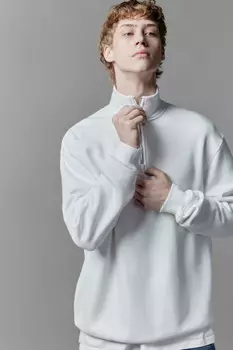 Толстовка half zip утепленная с воротником-стойкой