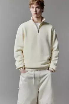 Толстовка half zip утепленная с воротником-стойкой