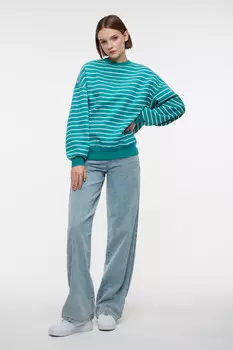 Толстовка oversize хлопковая утепленная в полоску