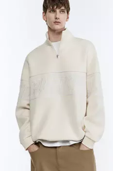 Толстовка oversize с воротником и принтом