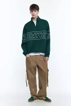 Толстовка oversize с воротником и принтом