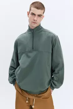 Толстовка oversize с воротником-стойкой на молнии