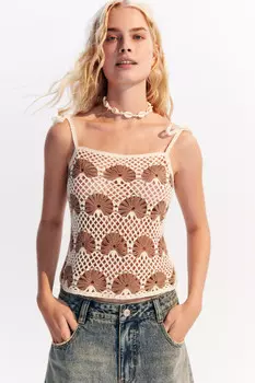 Топ ажурный на бретелях-завязках