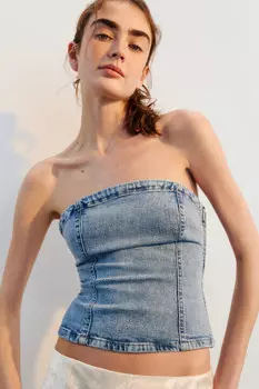 Топ-бандо джинсовый без бретелек