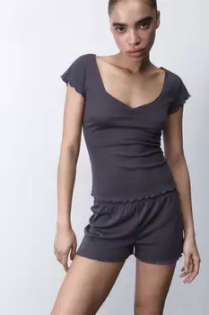 Топ домашний трикотажный с волнистыми краями