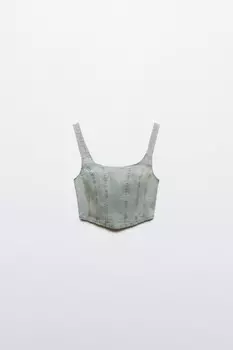 Топ джинсовый на широких бретелях