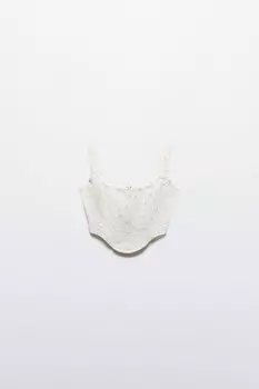 Топ джинсовый с цветочным принтом