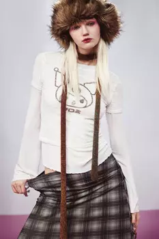 Топ-футболка из кружева с принтом