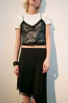 Топ-футболка с кружевной майкой