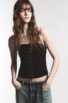Топ-корсет из костюмной ткани со шнуровкой