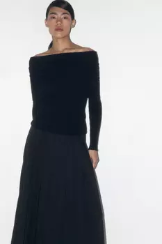 Топ-лонгслив в рубчик с открытыми плечами