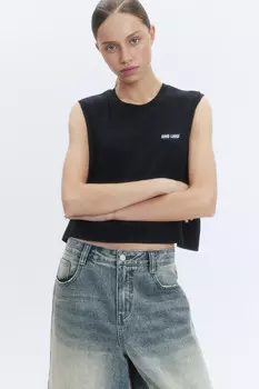 Топ-майка хлопковый с открытыми срезами