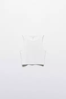 Топ-майка в рубчик на широких бретелях