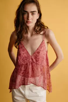 Топ шифоновый на тонких бретельках