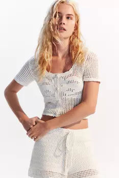 Топ вязаный ажурный на пуговицах