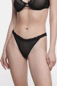 Трусики-стринги сетчатые с кружевом