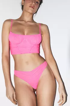 Трусики-стринги сетчатые со сборкой спереди