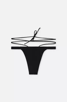 Трусики-танга купальные со шнуровкой на талии