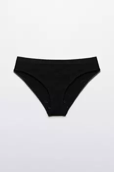 Трусы-слипы в рубчик с кружевом