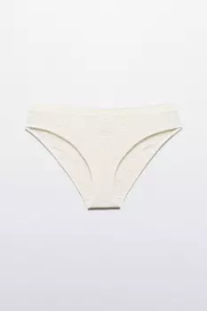 Трусы-слипы в рубчик с кружевом