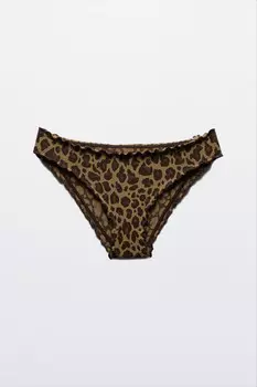 Трусы-слипы в рубчик с принтом