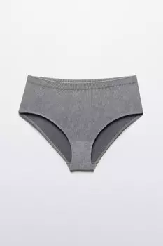 Трусы-слипы высокие бесшовные в рубчик