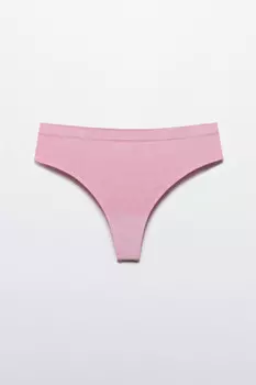 Трусы-стринги высокие бесшовные в рубчик