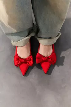 Туфли-слингбэки атласные с бантом