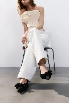 Туфли-слингбэки атласные с бантом