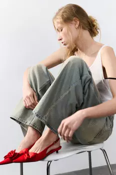 Туфли-слингбэки атласные с бантом