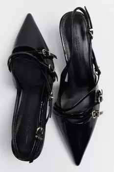 Туфли-слингбэки лакированные с ремешками