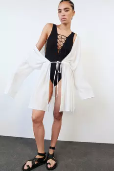 Туника пляжная вискозная с длинными рукавами