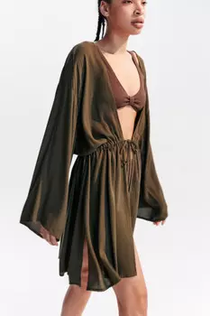 Туника пляжная вискозная с поясом