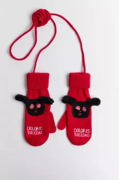 Варежки вязаные с объемным патчем