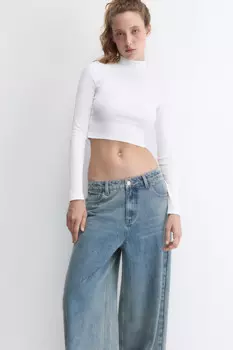 Водолазка хлопковая укороченная в рубчик