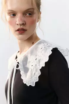 Воротник на завязках с кружевом