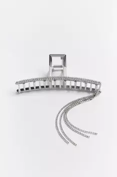 Заколка-краб с цепочками и стразами