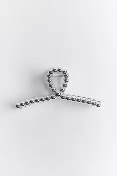 Заколка-краб с серебристыми бусинами