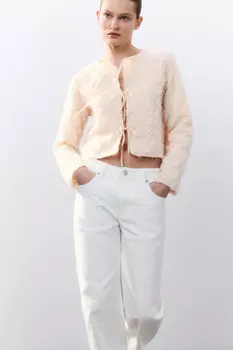 Жакет на завязках с объемными цветами