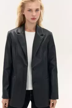 Жакет с гладкой кожаной фактурой
