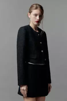 Жакет твидовый укороченный на пуговицах