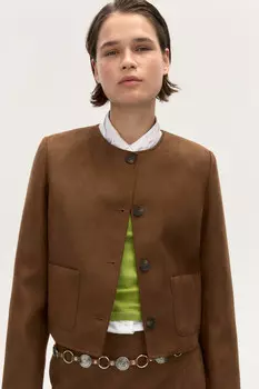 Жакет укороченный с замшевой фактурой