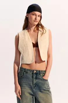 Жилет хлопковый с цветочной вышивкой